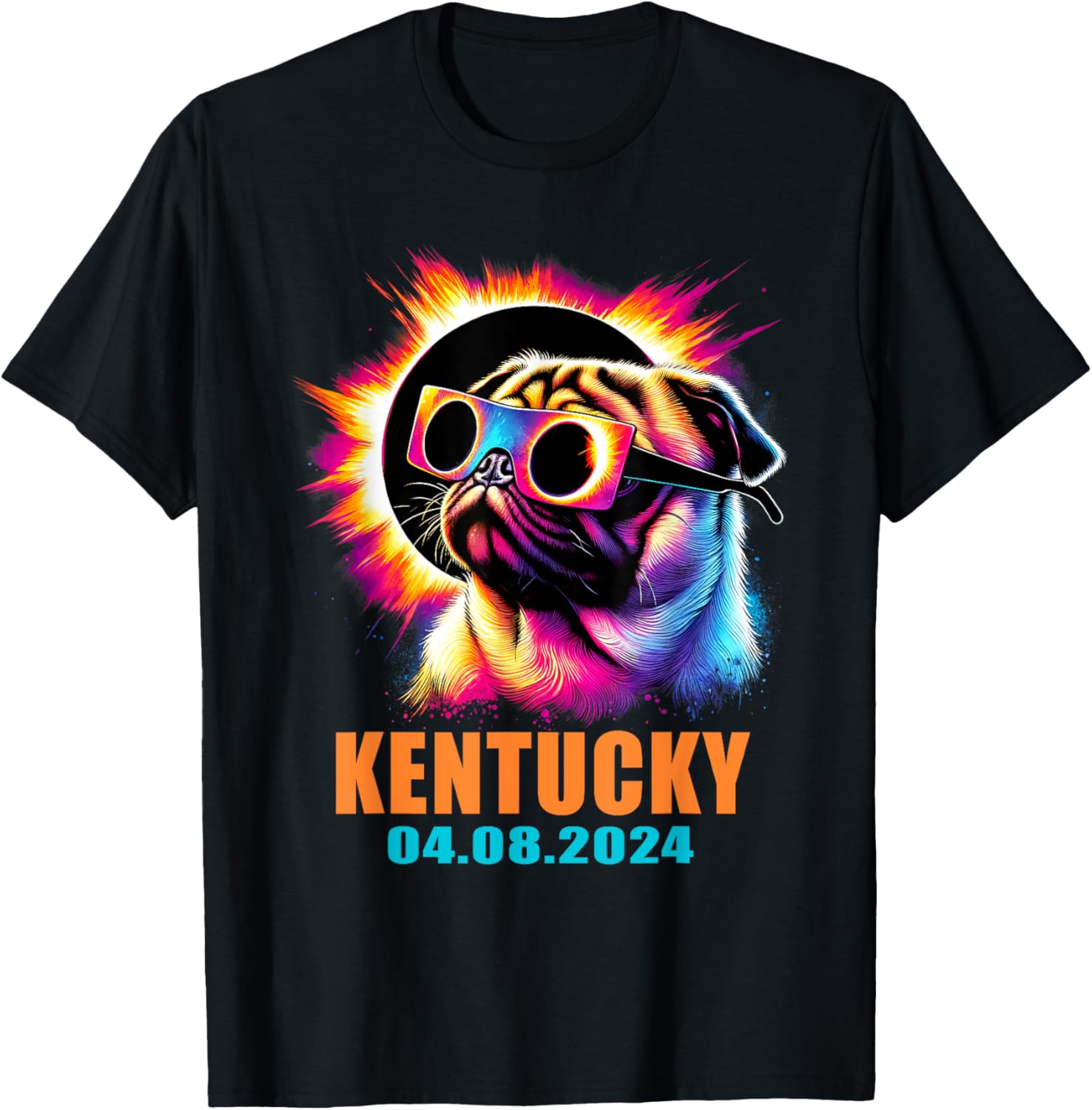 Kentucky Total Solar Eclipse 2024 Pug Dog T-Shirt