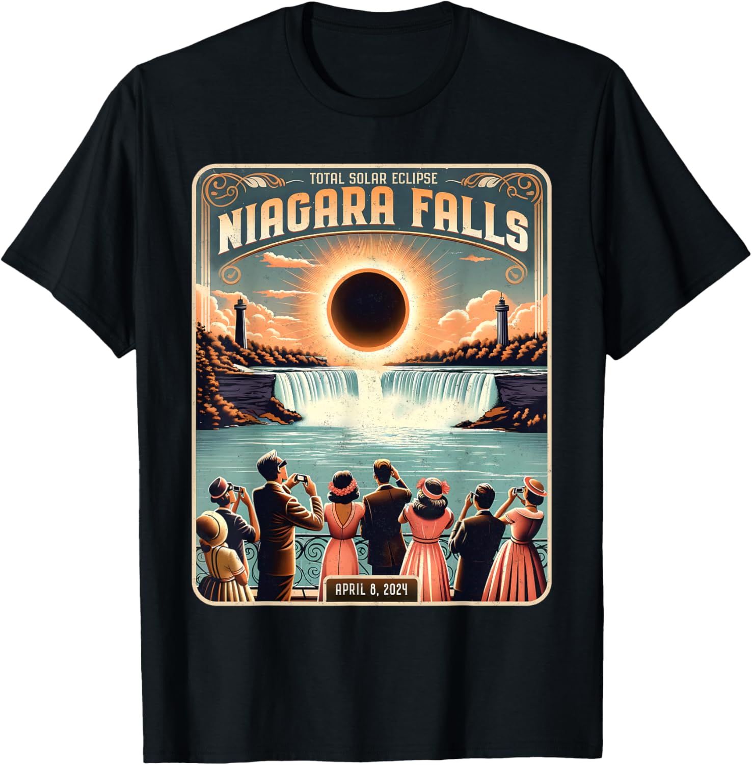 Vintage Look Total Solar Eclipse Niagara Falls T-Shirt