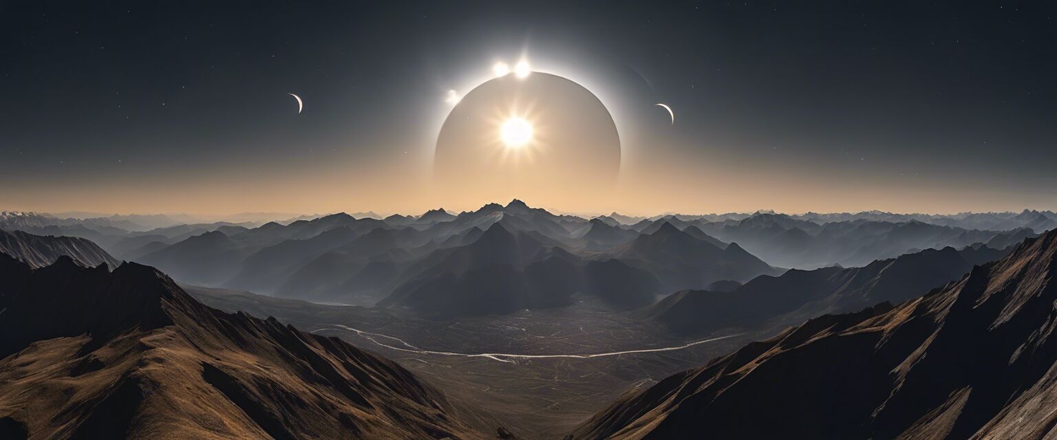 Panoramic view of total solar eclipse