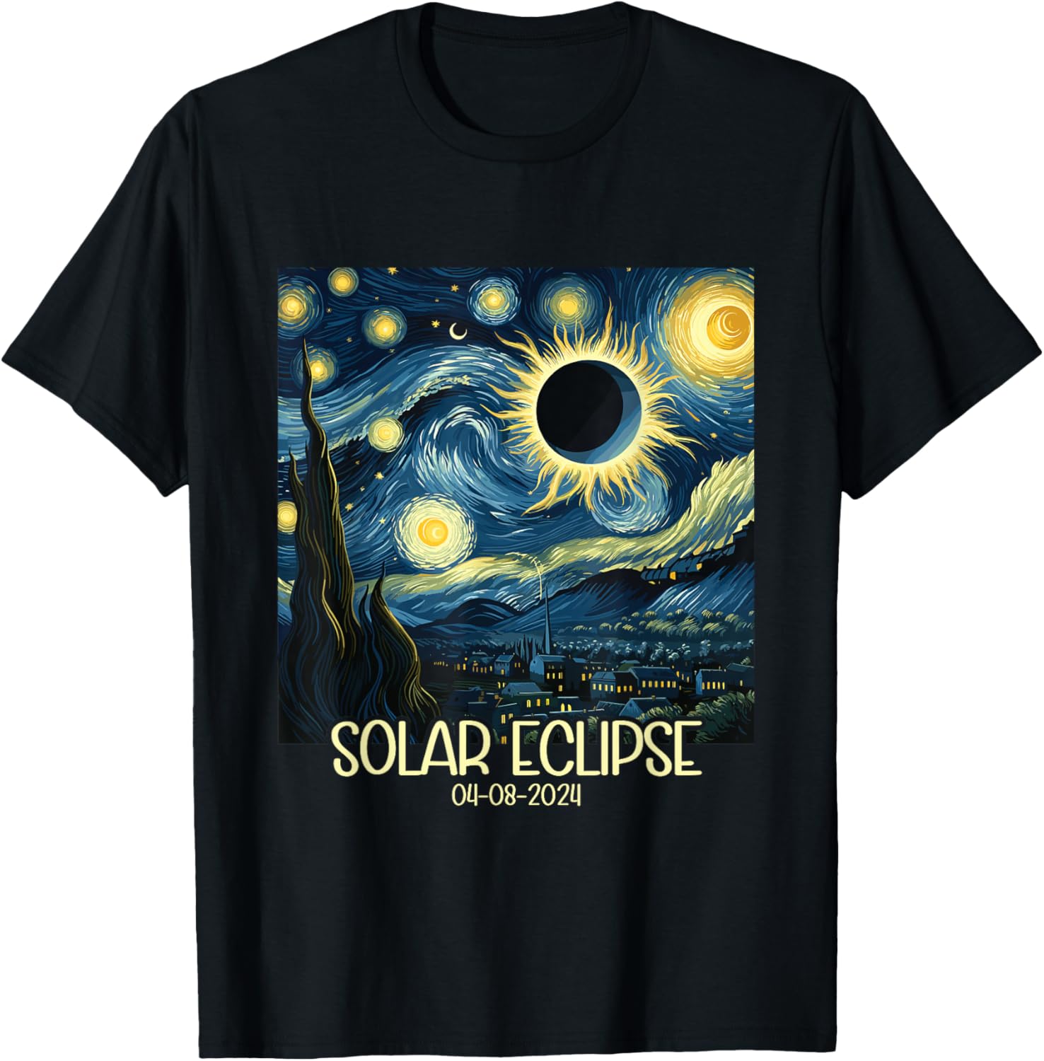 Van Gogh Starry Night Total Solar Eclipse T-Shirt